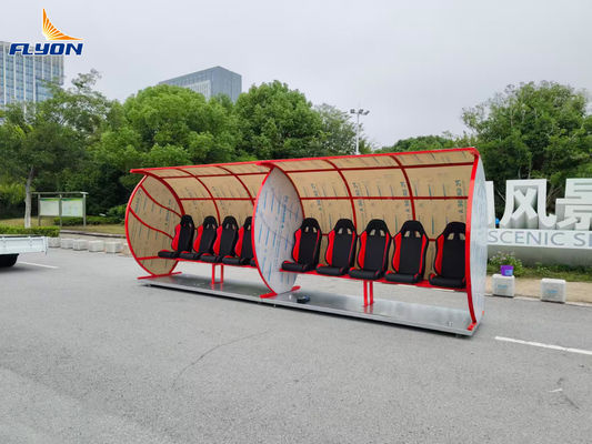 Panchina portatile in pelle ignifuga certificata EN 13501 con ruote per squadre di calcio