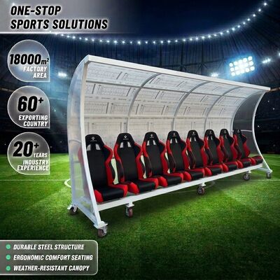 Buon prezzo Dugout personalizzabile per squadre di calcio con tetto PC resistente alle intemperie e 3 anni di garanzia online