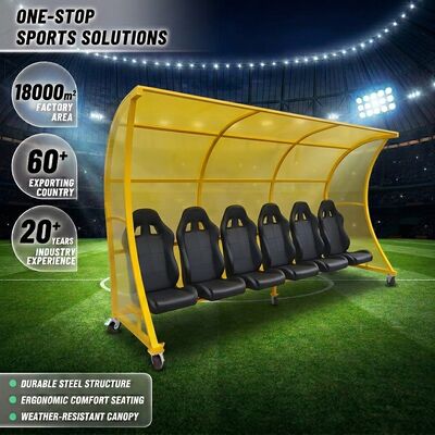 Buon prezzo Piroga per squadra di calcio dai colori personalizzabili con tetto in PC resistente alle intemperie e riparo per panca portatile con garanzia di 3 anni online