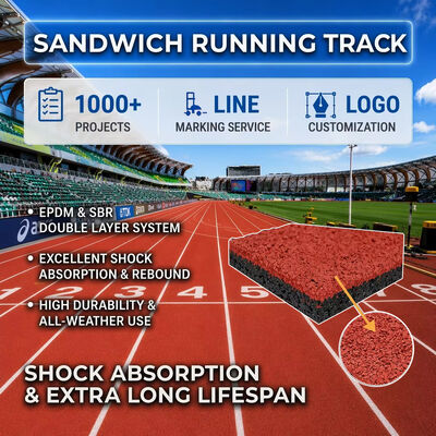 Buon prezzo Pista da corsa in PU a sandwich certificata IAAF resistente alle intemperie con opzioni di colore personalizzabili online