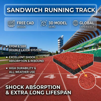 Buon prezzo Pista da corsa in PU multistrato a sandwich, superficie atletica ad alta elasticità e antiurto, resistente alle intemperie online